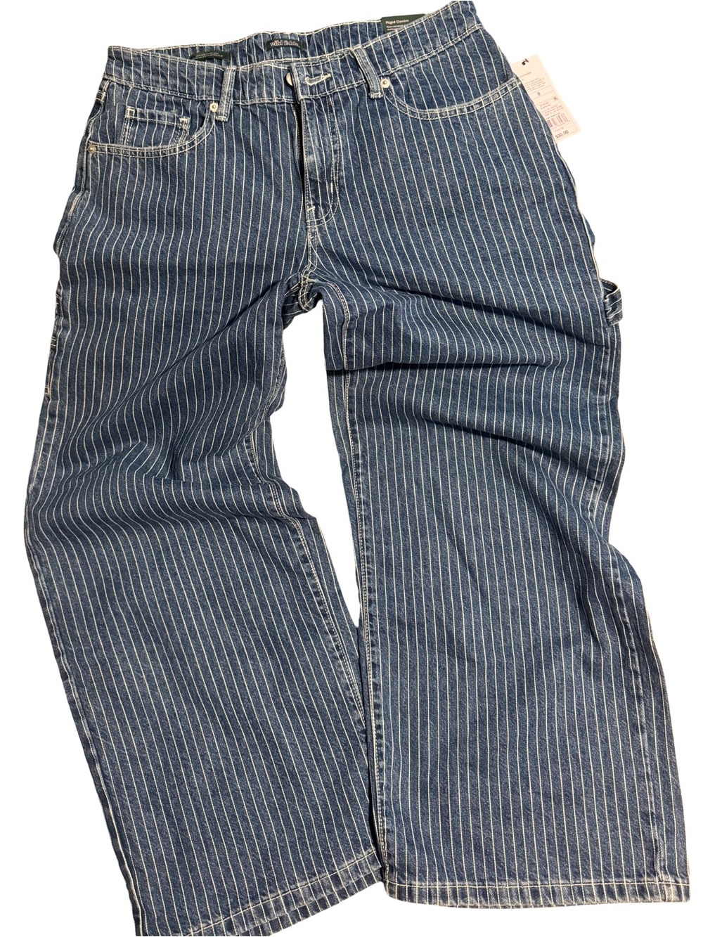 wild fable Women's Blue Pinstripe Wide Leg Jeans